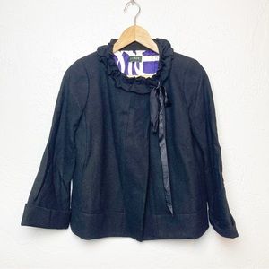 J Crew Cheshire Herringbone Ruffle Coat Jacket